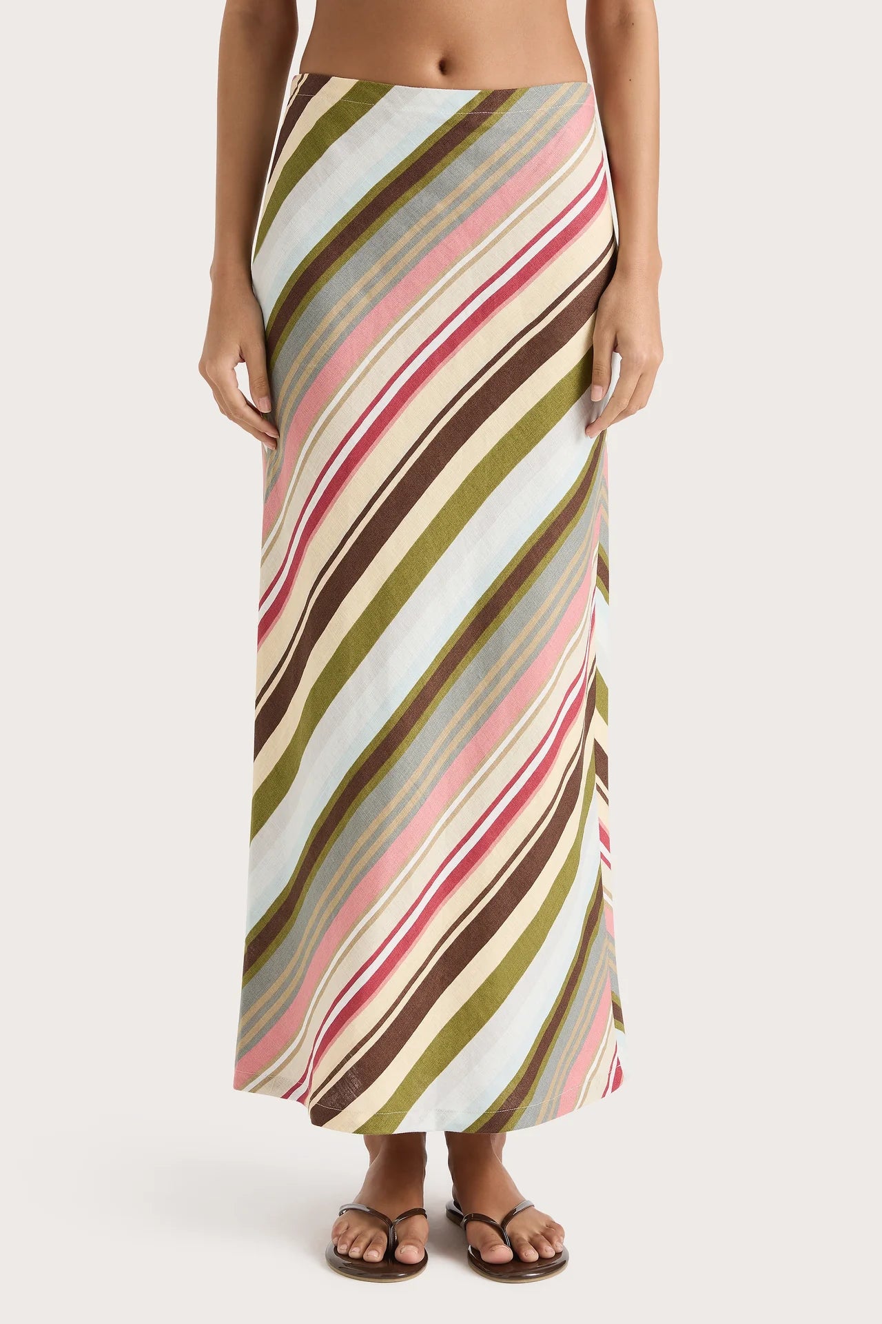 Elise Striped Skirt for Women - Trendy A-Line Midi Skirt with Comfortable Stretch Fabric - Perfect for Office, Casual Outings & Summer Vacations