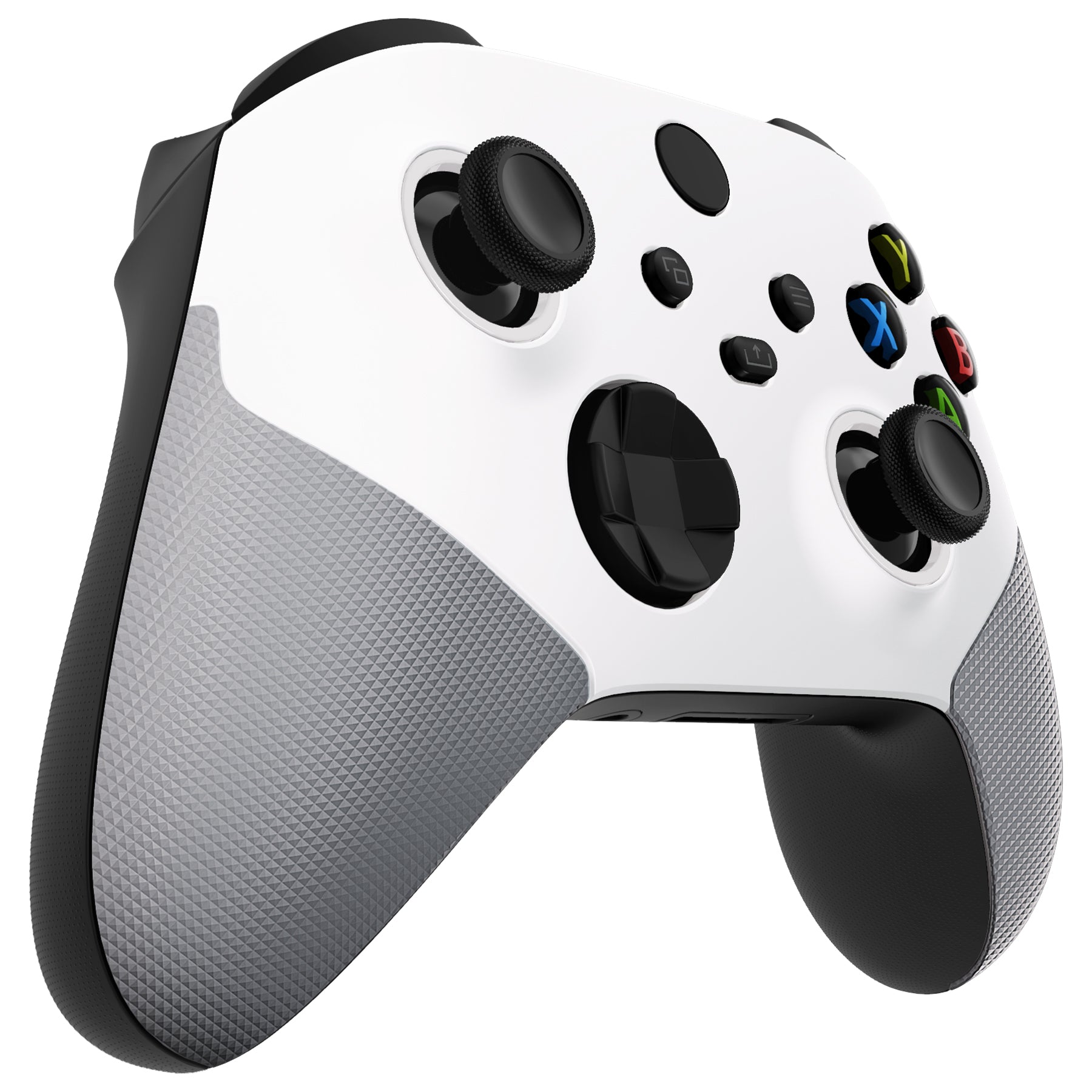 eXtremeRate ASR Performance Rubberized Grip Front Housing Shell with Accent Rings for Xbox Series X & S Controller - White & Gray | Enhanced Gaming Comfort for Long Play Sessions
