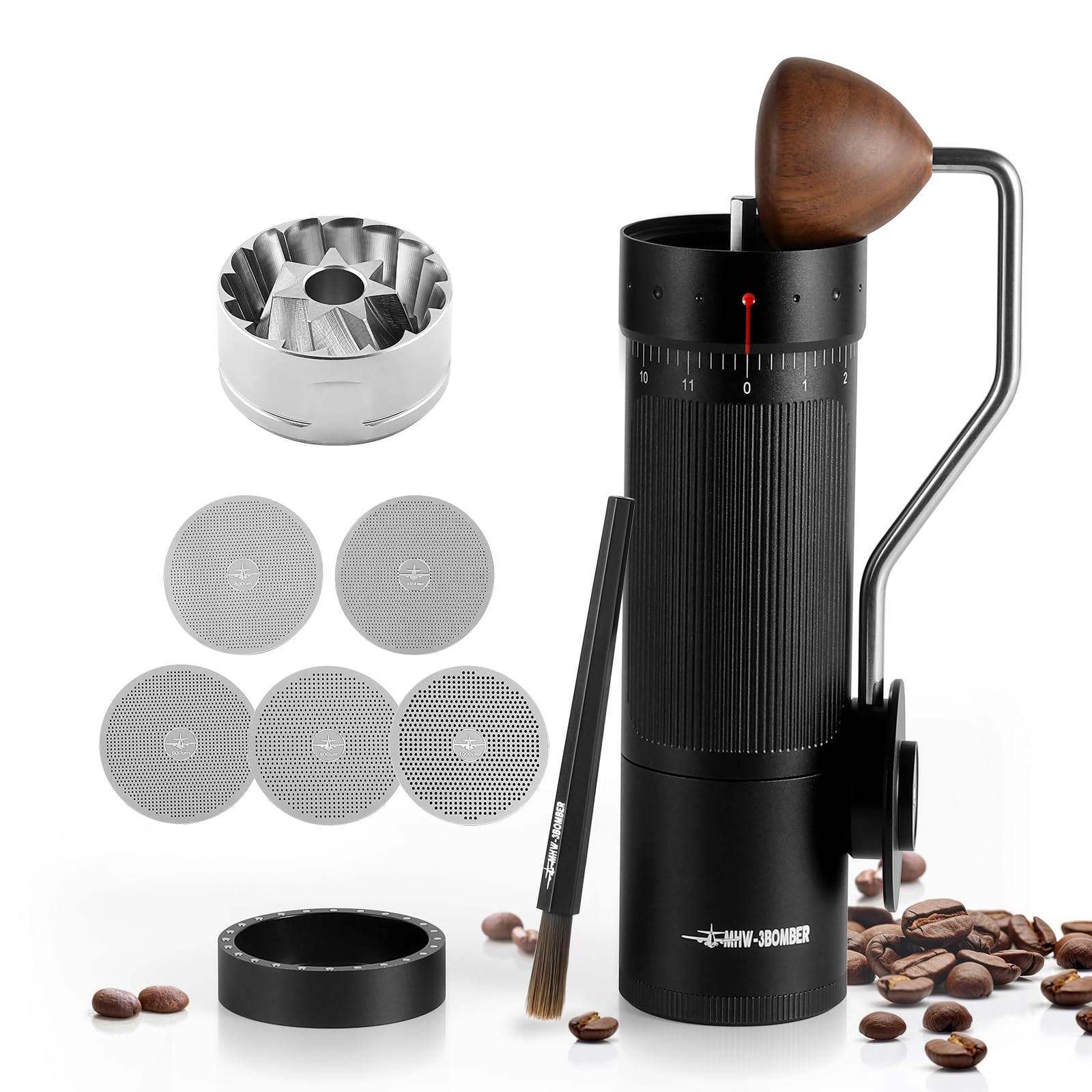 Premium Manual Coffee Grinder - Adjustable Stainless Steel Conical Burr for French Press, Drip, Espresso | Portable Hand Coffee Bean Mill with Magnetic Catch Cup | Perfect for Home, Office & Travel Brewing