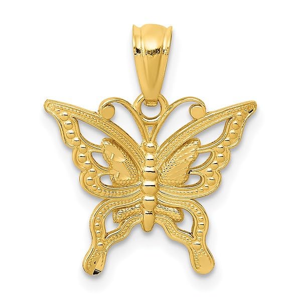 14K Solid Yellow Gold Butterfly Wings Necklace - Elegant Pendant Charm for Women - Perfect for Valentine's Day, Anniversary & Birthday Gifts