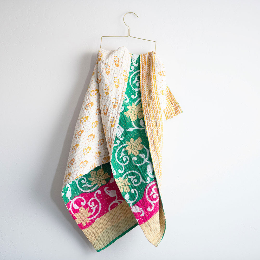 Soft Kantha Baby Blanket CB9057 - Handmade Cotton Swaddle Blanket for Newborns & Infants - Perfect for Nursery, Stroller, and Travel