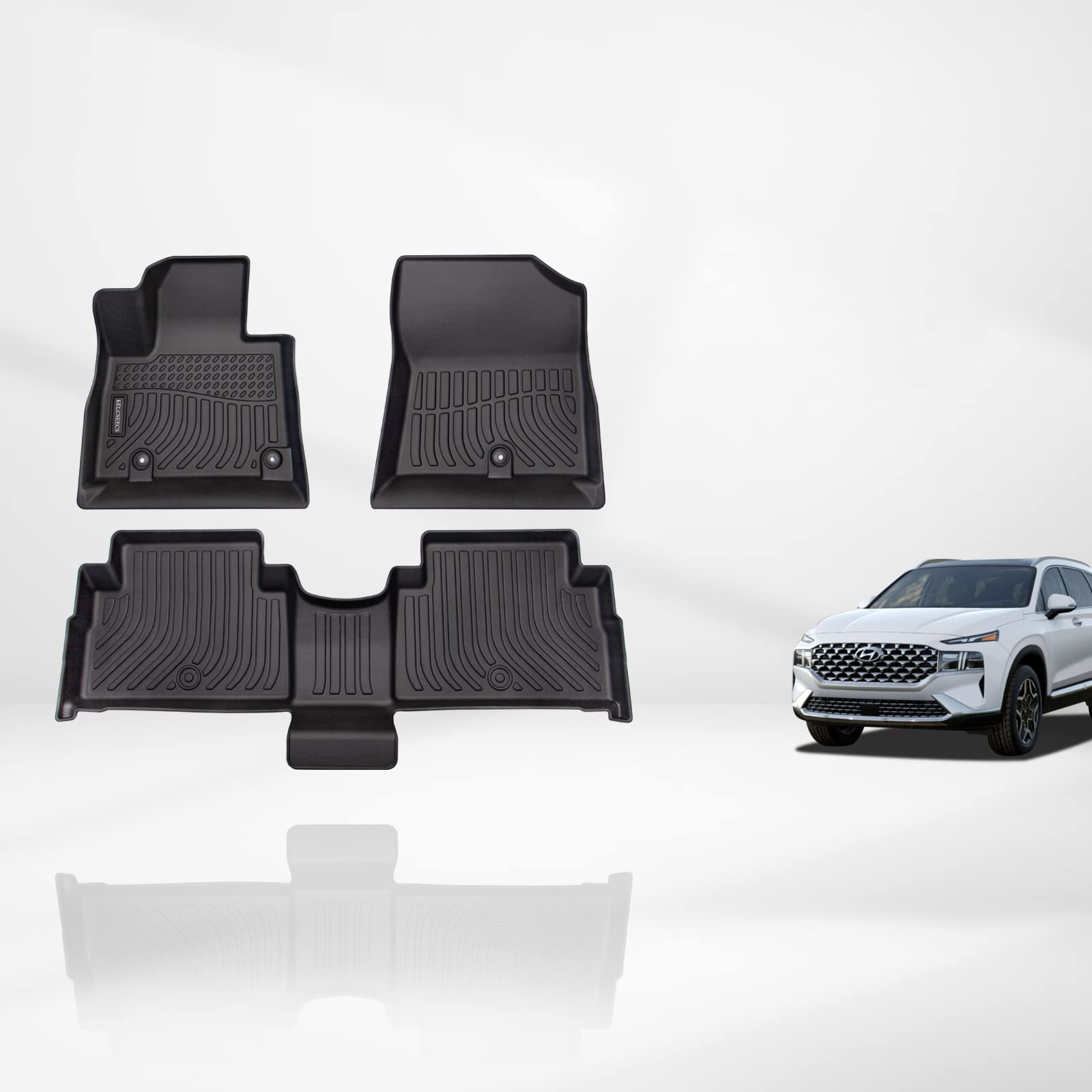 **KELCSEECS Custom Floor Mats for Hyundai Santa Fe Hybrid 2021-2022 & Plug-In Hybrid 2022 | Waterproof All-Weather TPE Rubber Car Mats | Front & Rear Black Automotive Liners | Perfect for Daily Commutes, Road Trips, and Family Adventures**