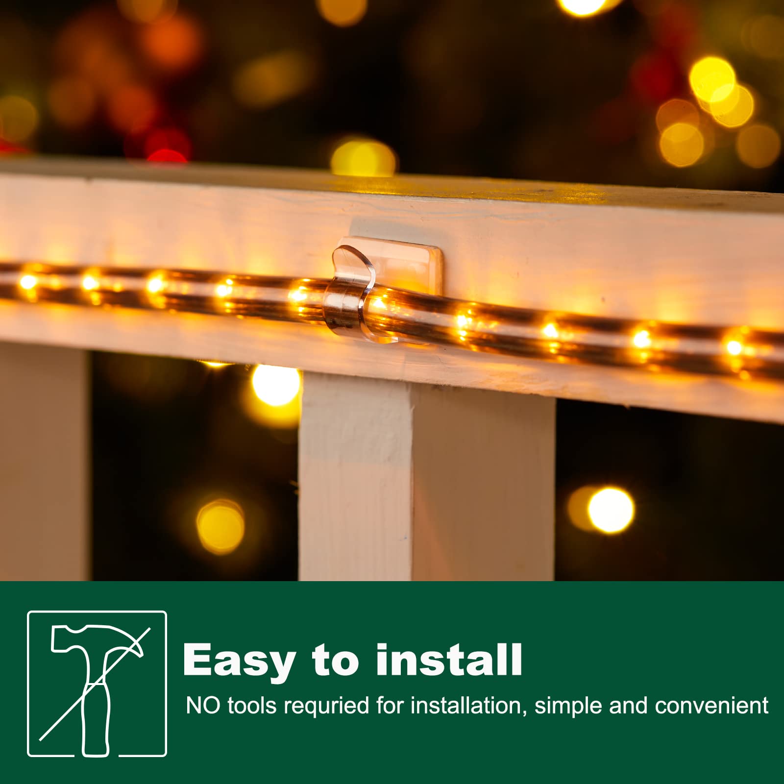 Brightown Clear Christmas Light Clips - 50 Pack with 60 Stickers, Strong Adhesive UV-Resistant Cable Clips for Indoor & Outdoor String Lights - Perfect for Holiday Decorations, Party Lights, and Garden Lighting
