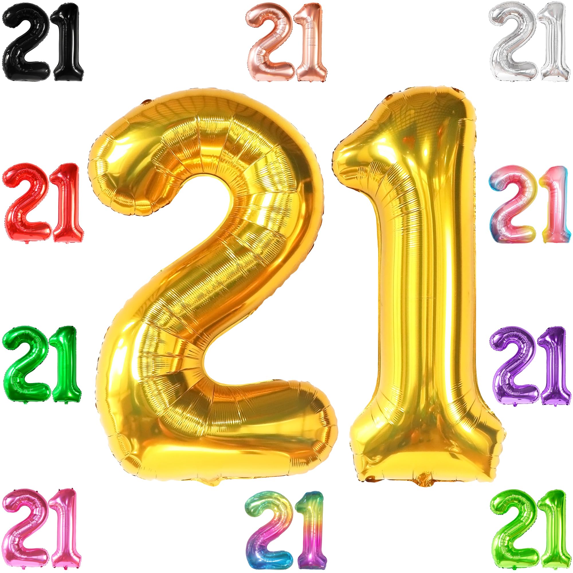 KatchOn Gold 21 Balloon Numbers - 40 Inch Large Foil Balloons for 21st Birthday Party Decorations | Elegant Gold Number Balloons for Women's Milestone Celebration | Perfect for Birthday Backdrops, Photo Booths & Anniversary Decor
