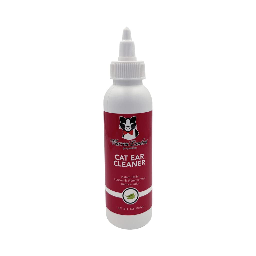 Warren London Cat Ear Cleaner with Aloe Vera - Gentle Ear Cleaning Solution for Cats & Kittens - Made in USA - Perfect for Routine Ear Care and Wax Removal at Home