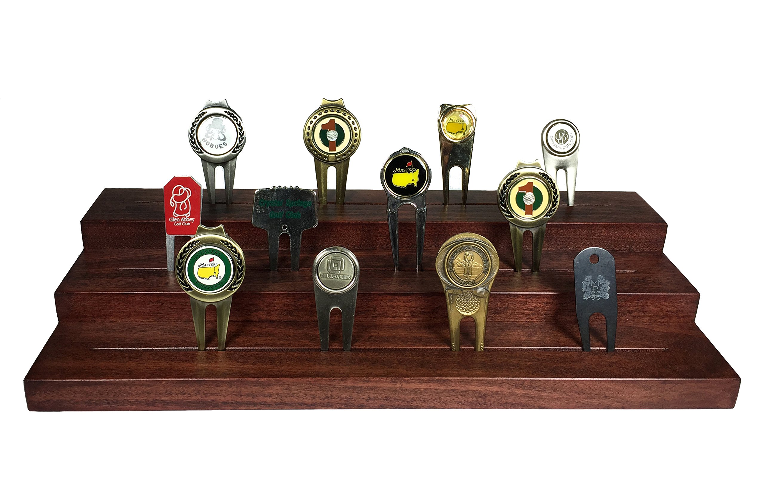 Premium Golf Divot Tool with Step Display - Solid Hardwood Cherry Finish | Perfect for Golf Course Repair & Practice Accessories