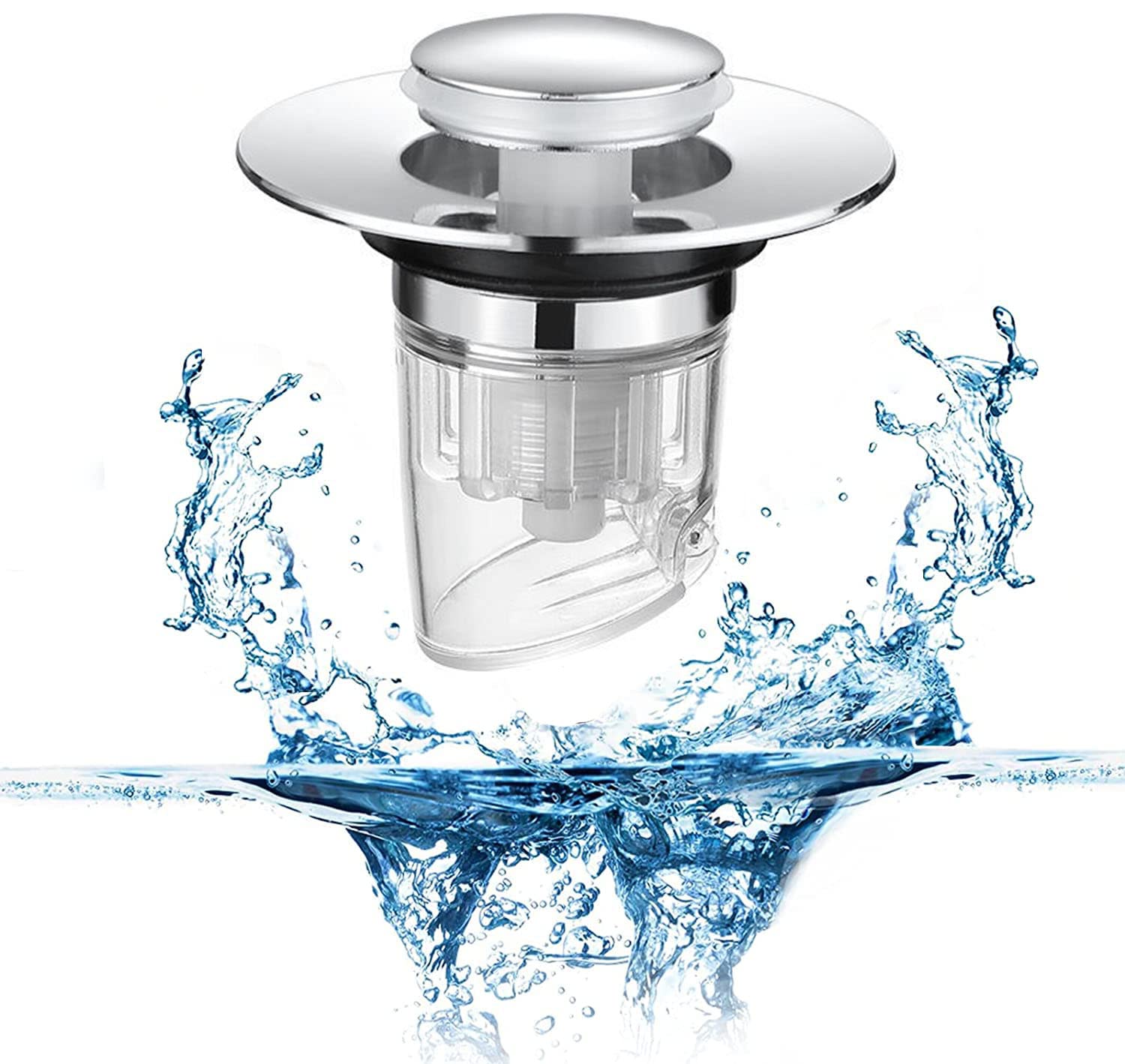 MODENCOOK Triple Blockade Pop Up Sink Stopper - Upgraded Sink Drain Plug for Kitchen & Bathroom - Prevents Clogs & Leaks, Easy to Install & Clean (Perfect for Hair Catcher, Dishwashing & Bath Drain)