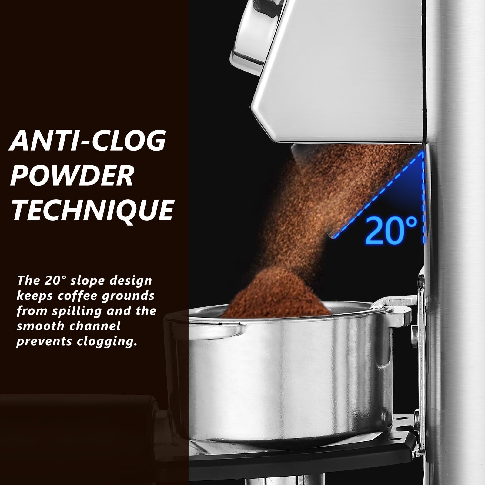 Premium Electric Conical Burr Coffee Grinder for Espresso & Drip Coffee - 48 Precise Grind Settings, Anti-Static Design, Precision Timer - Perfect for Home Baristas & Coffee Enthusiasts (Silver) | Ideal for Freshly Ground Coffee at Home, Office, or Café Use