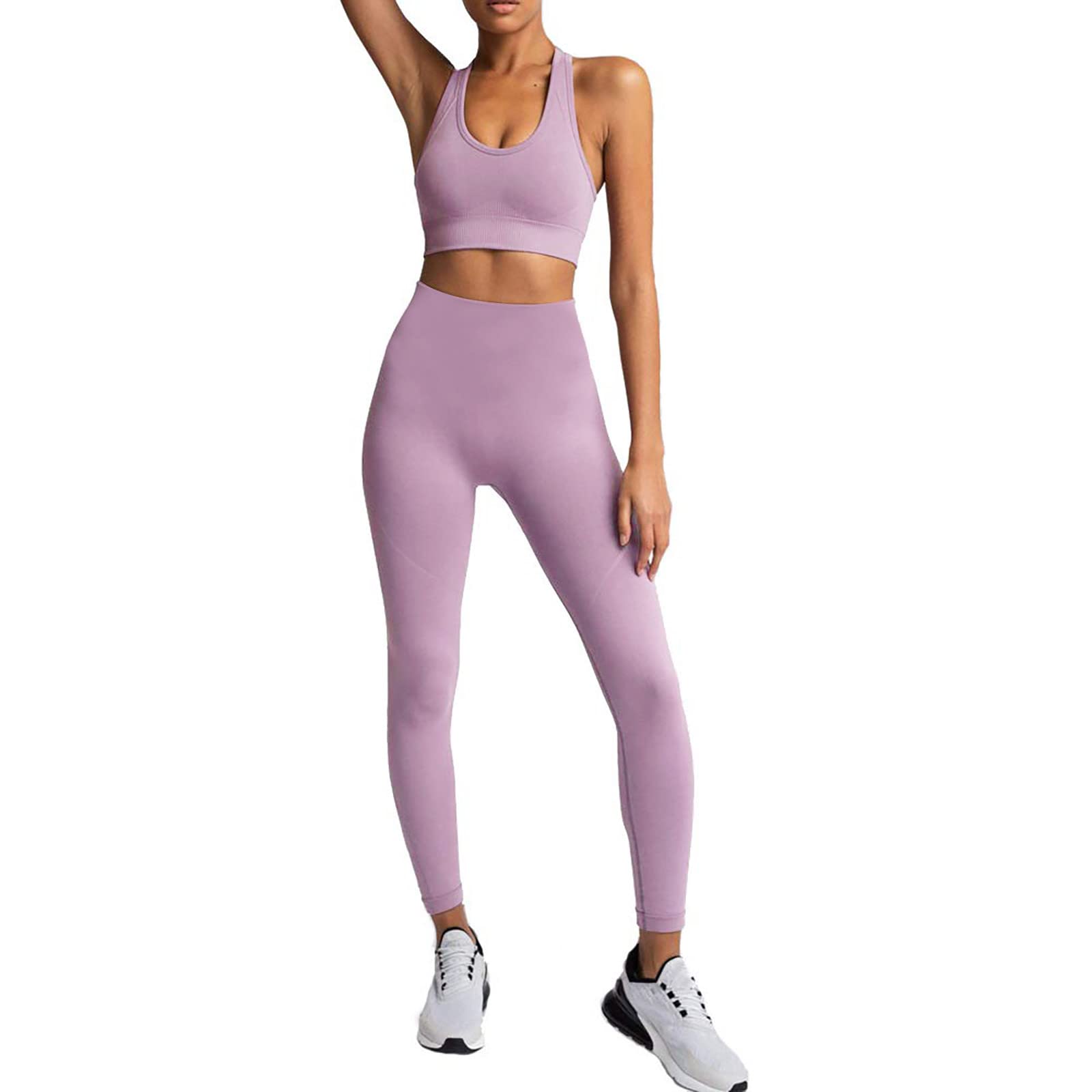 High Waist Workout Leggings for Women - 2 Piece Seamless Yoga Set, Gym Exercise Outfits | Perfect for Yoga, Pilates, Running & Fitness Training