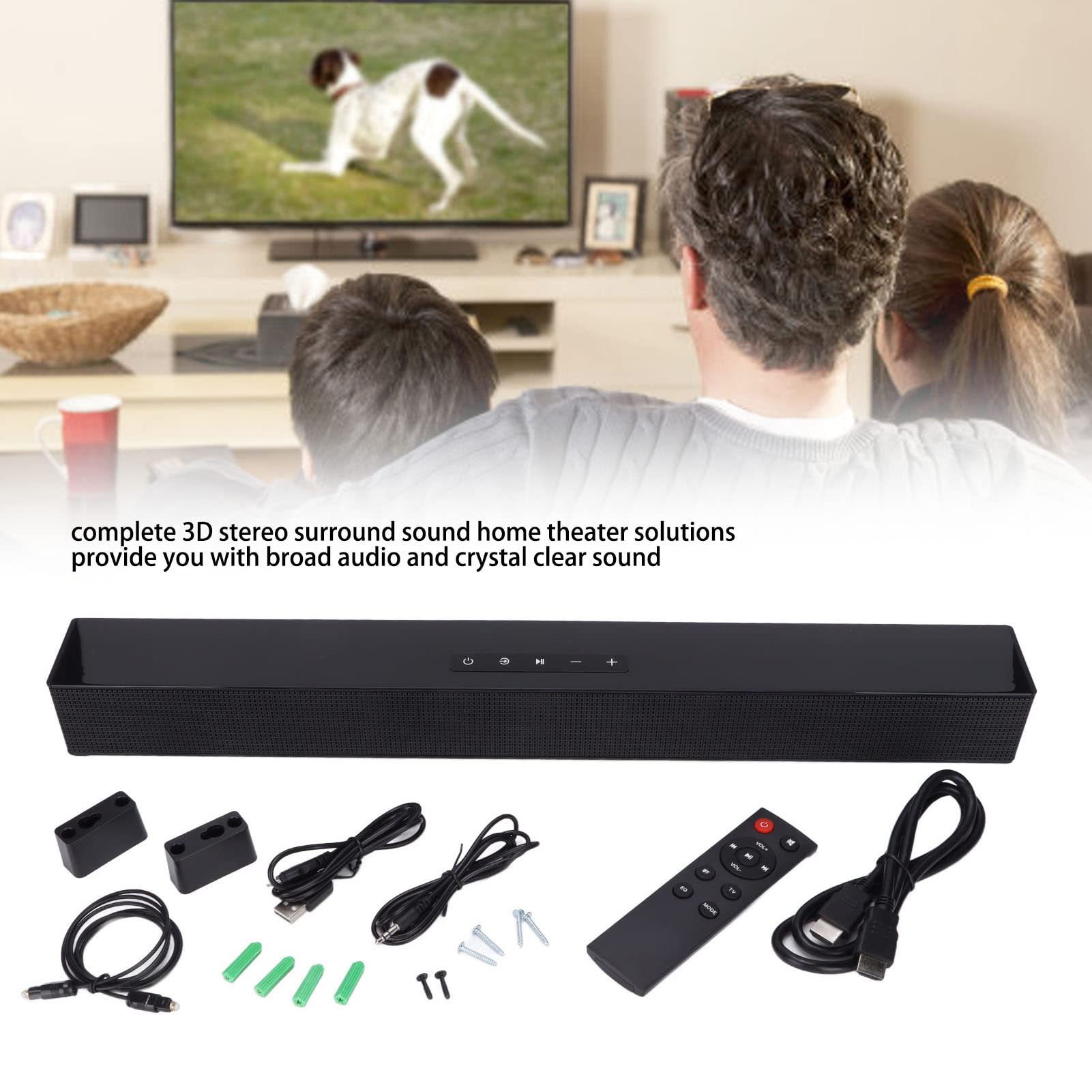 Smart Soundbar with Wireless Bluetooth & Subwoofer - Portable Speaker with Remote Control, 3.5mm Jack for TV, Home Theater & Gaming | Perfect for Living Room, Bedroom & Home Entertainment