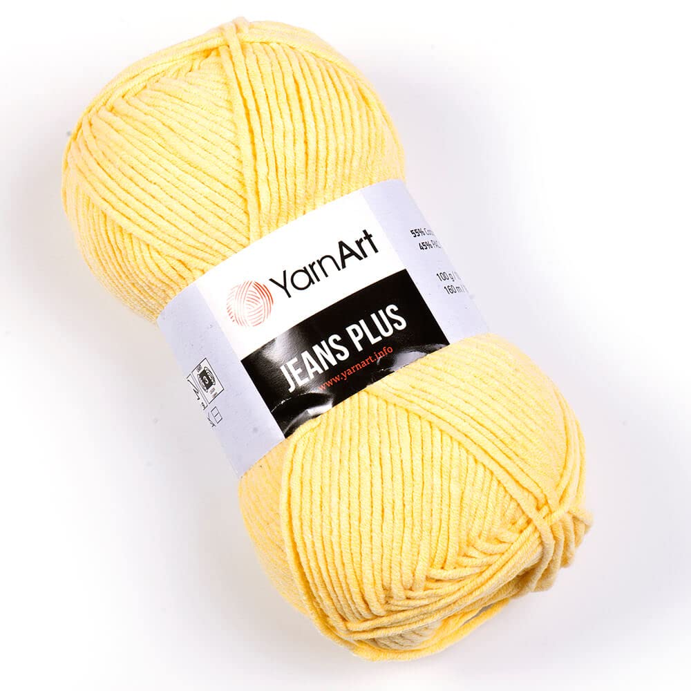 YarnArt Jeans Plus Yarn - 55% Cotton 45% Acrylic Soft Knitting & Crochet Yarn for Baby Clothes, 100g (3.5oz), 160m (174yds), Medium Weight 4 - Perfect for Blankets, Scarves & DIY Crafts