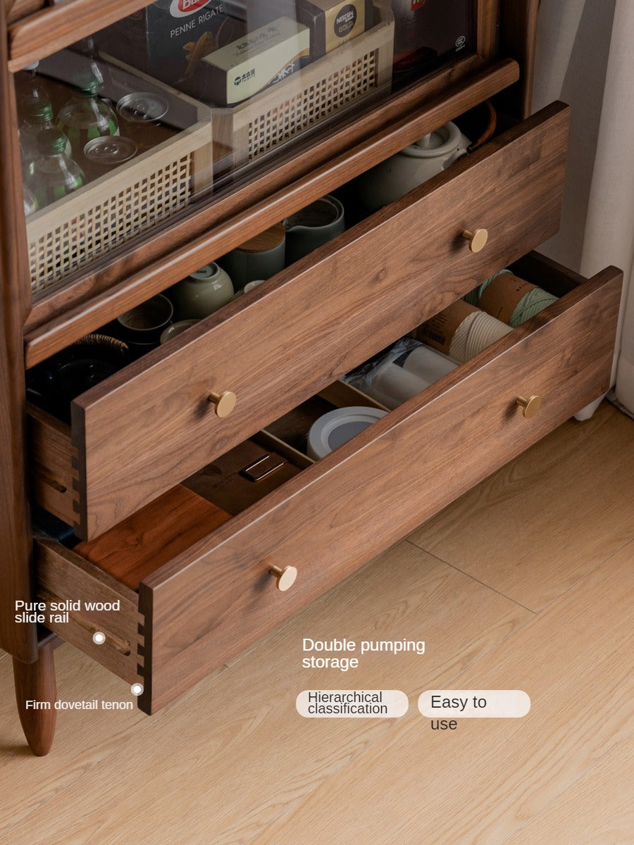 Solid Black Walnut Wood Side Cabinet with Flip Door - Perfect for Living Room, Bedroom & Home Office Storage