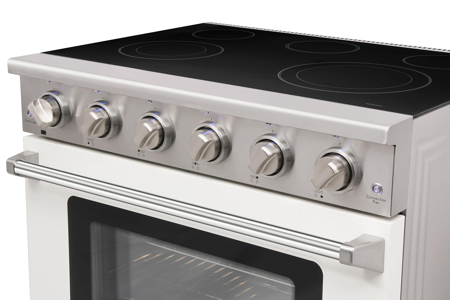 36 Inch Stainless Steel Electric Range with 5-Burner Glass Cooktop & 6.0 Cu. Ft. Convection Oven - KOS-36RE06H White | Professional Kitchen Appliance for Home Cooking, Baking & Entertaining