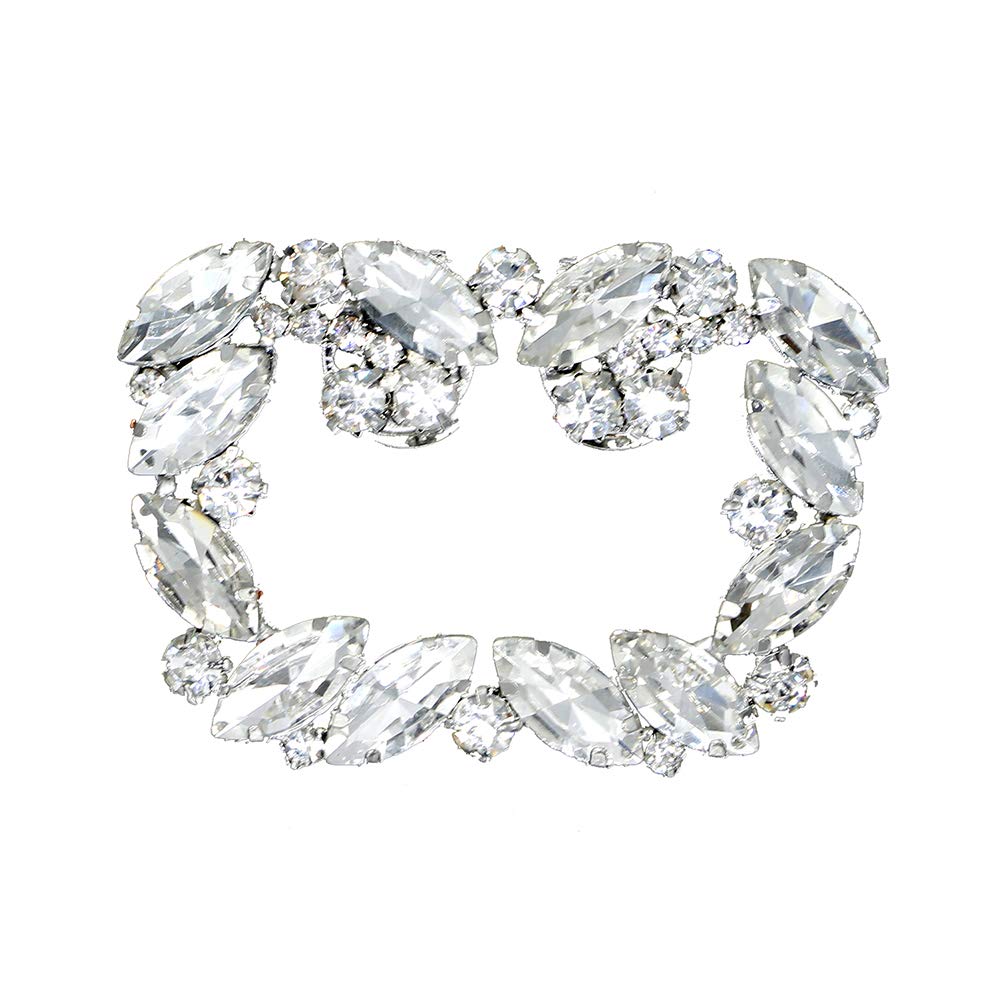 TENDYCOCO Fashion Crystal Shoe Buckle Rhinestone Shoe Clips - DIY Shoe Decor Accessories for Wedding Bride Women (Silver) | Perfect for Bridal Shoes, Prom, Evening Gowns & Special Occasions