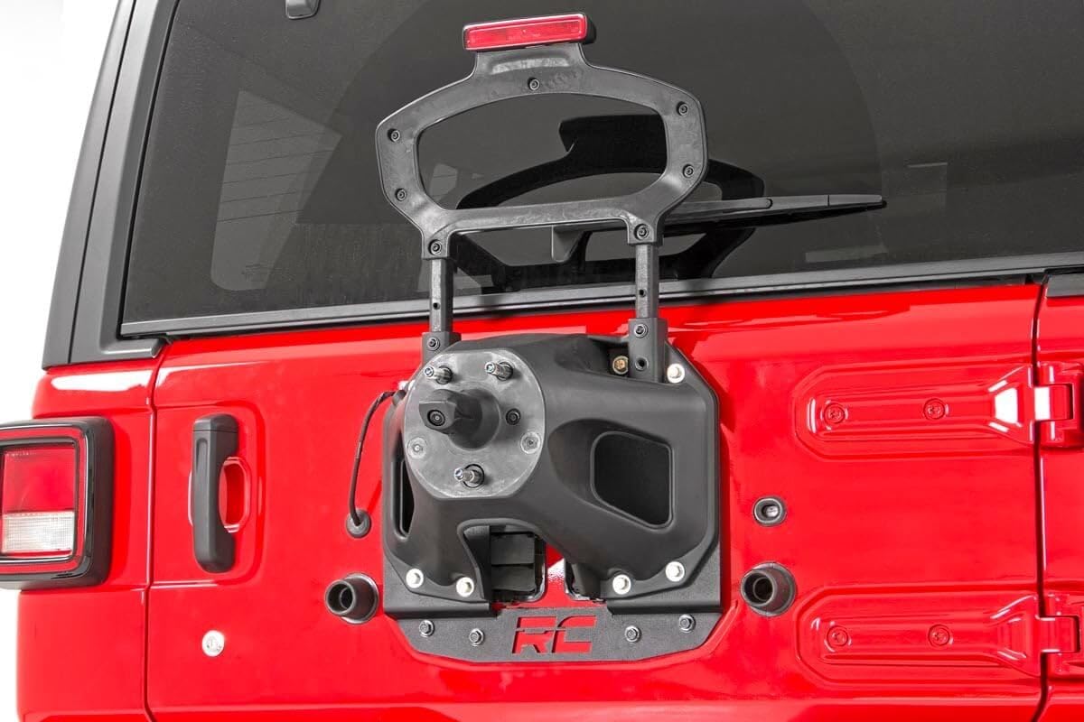 Rough Country Spare Tire Relocation Bracket for 2018-2024 Jeep Wrangler JL (Model 10529) - Heavy Duty Off-Road Accessory for Enhanced Rear Visibility & Tire Protection