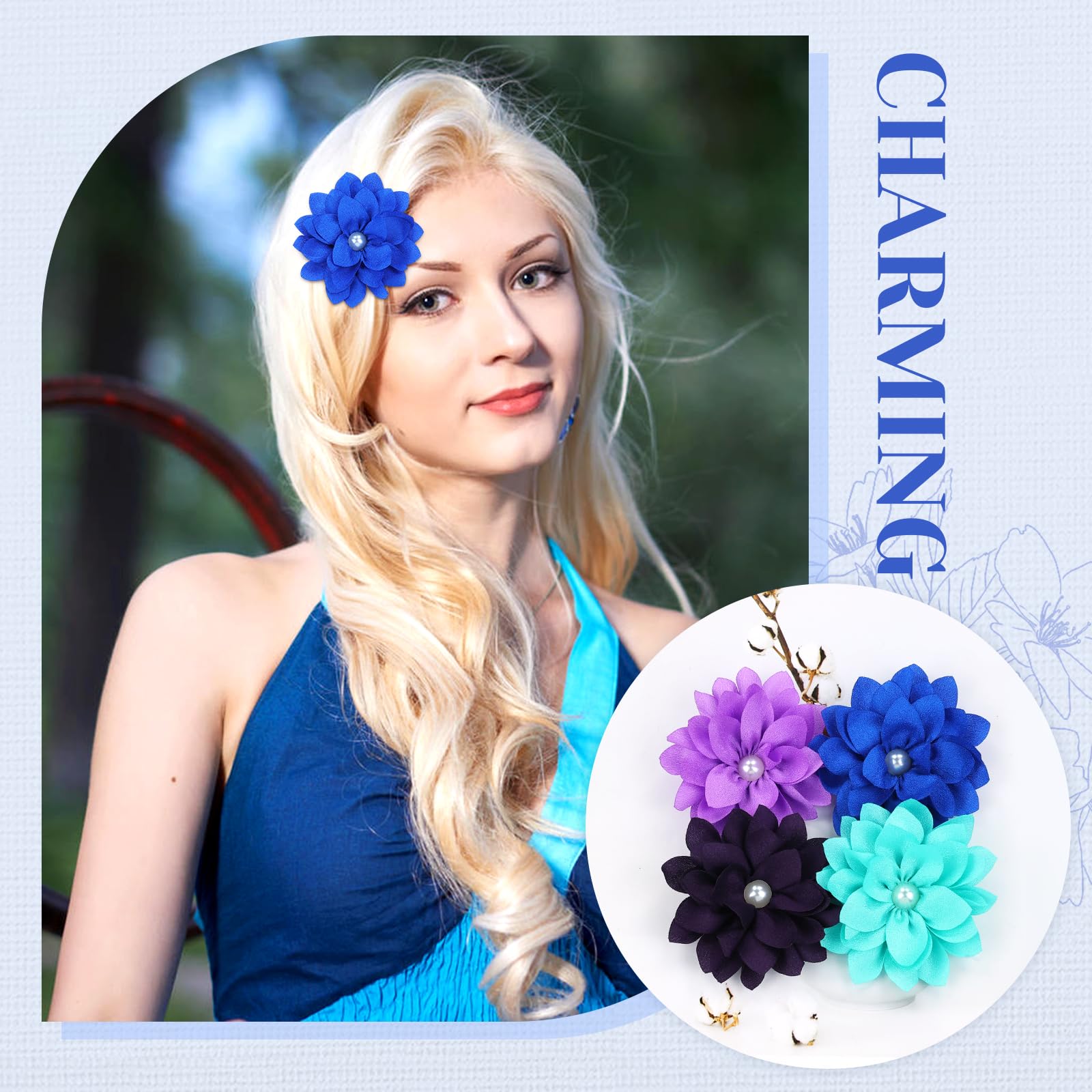 20 Pack Alligator Hair Clips with Big Flower Lotus & Pearl Design - Hair Barrettes for Baby Girls, Toddlers, Kids, Teens & Women | Perfect for School, Parties, Weddings & Daily Hair Styling