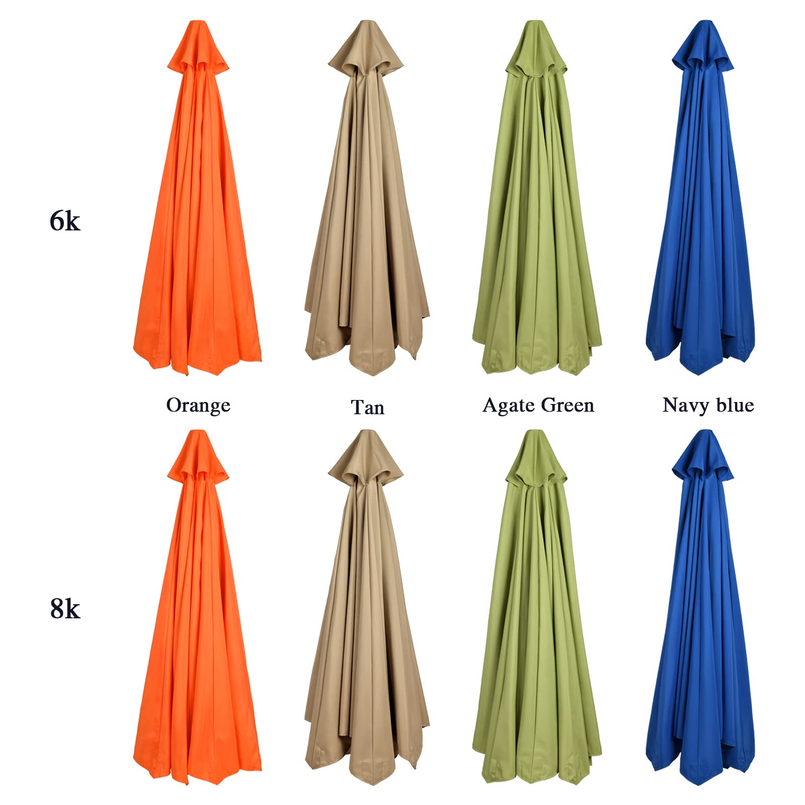 10ft 6 Rib Patio Umbrella Replacement Canopy - Outdoor Market Umbrella Fabric Top (Tan) | Perfect for Backyard, Deck, Poolside & Outdoor Dining Areas