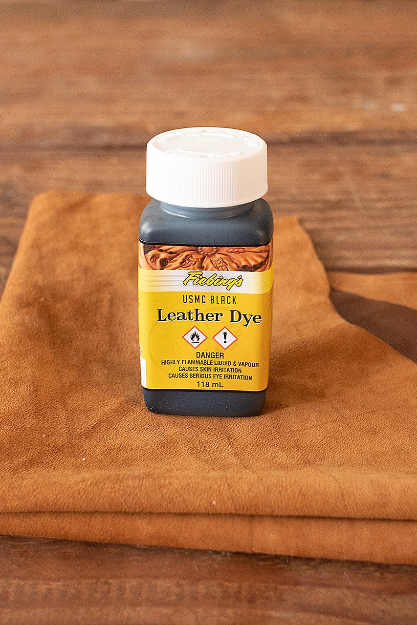 Fiebing's Leather Dye - 4 oz (118 ml) Oil-Based Professional Leather Colorant - UMSC Black for Leathercraft, Shoes, Bags & Furniture Restoration