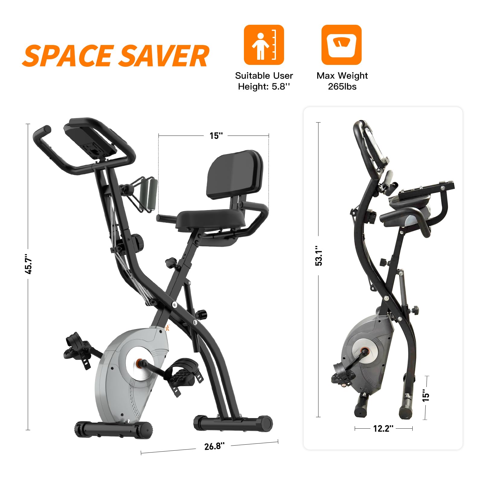 ATIVAFIT Foldable Magnetic Exercise Bike - 3-in-1 Indoor Stationary Bike for Home Gym, Upright & Recumbent Workout (Black) | Perfect for Small Spaces, Cardio Training & Low-Impact Exercise