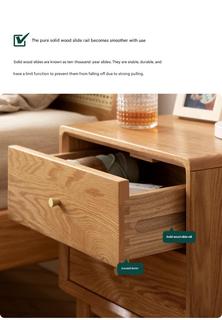 Solid Oak Wood Nightstand - Sturdy Bedside Table with Drawer for Bedroom, Living Room, or Office - Perfect for Storage & Decor