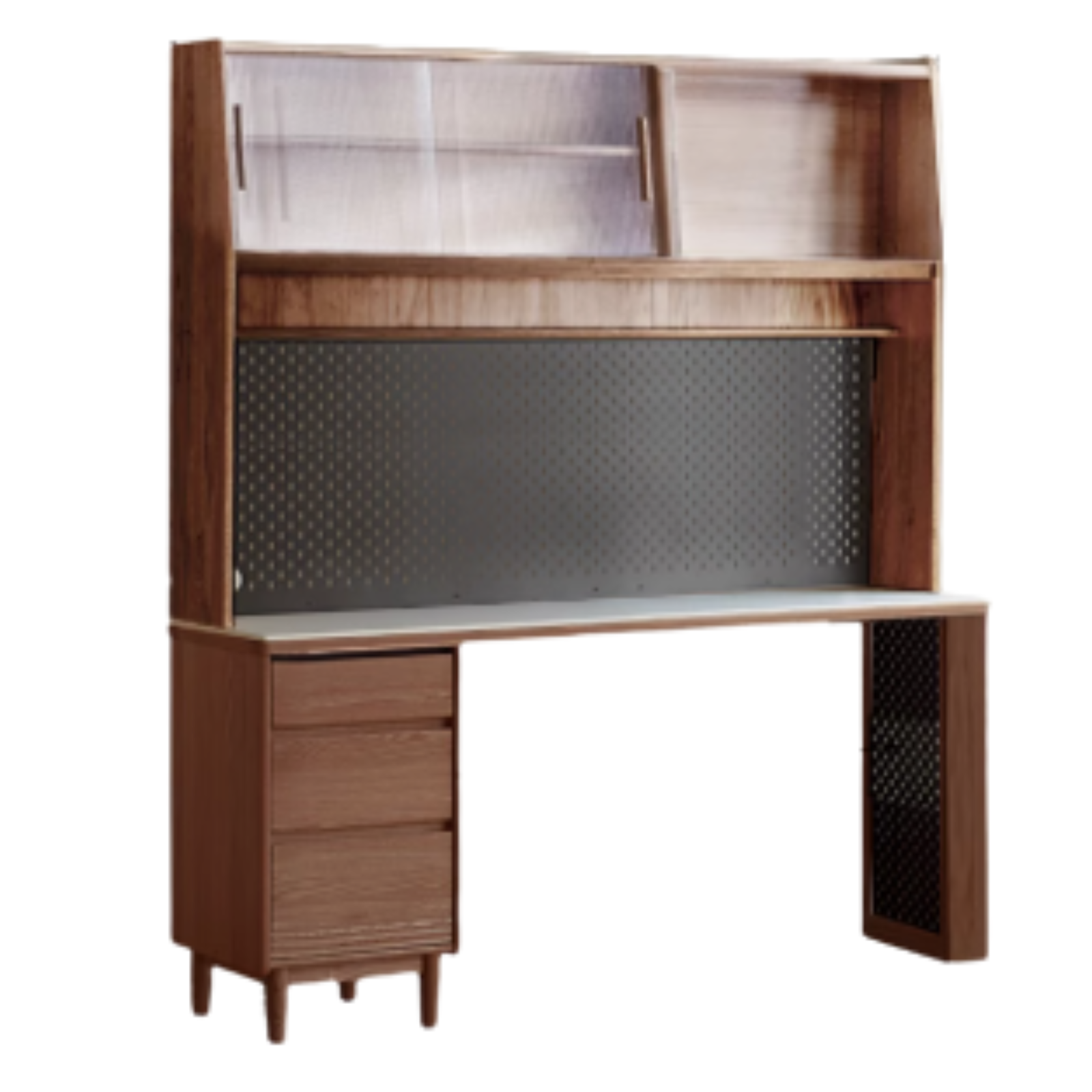 59.2x17.7x76.7 inch / 150.4x45x195 cm / Walnut color / Oak Rock slab dining cabinet shelf