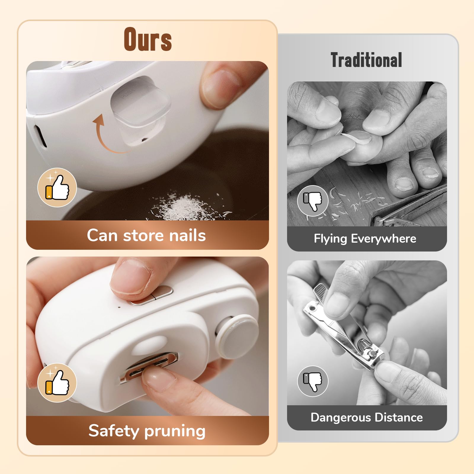 3-in-1 Rechargeable Electric Nail Clipper & Trimmer with Polishing File - Safe Automatic Nail Care for Seniors & Adults (White) | Perfect for Home Use, Travel, and Elderly Foot Care