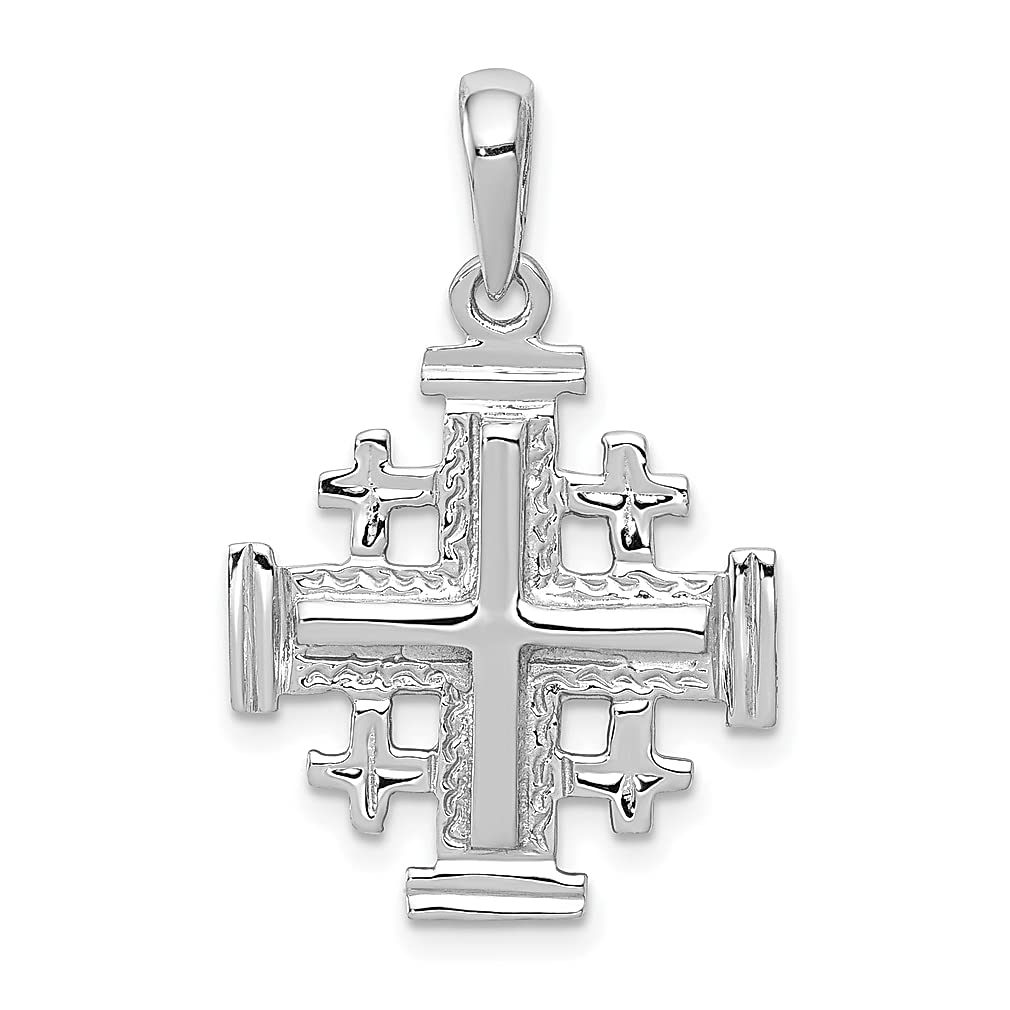 14K White Gold Jerusalem Cross Pendant Necklace for Women - Religious Jewelry Gift for Her - Perfect for Baptism, Confirmation & Spiritual Occasions