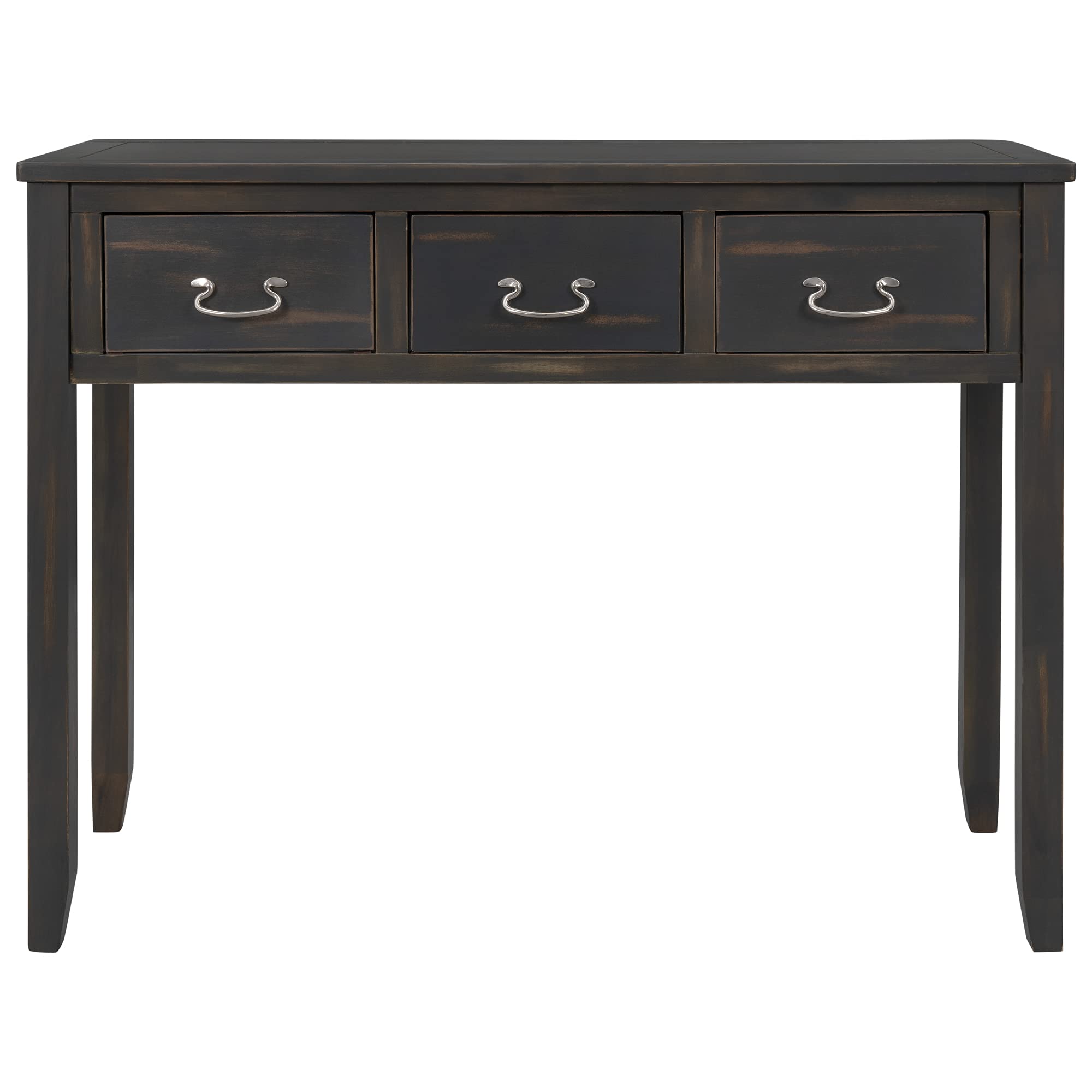 Modern Retro Style Console Table with 3 Storage Drawers - Solid Wood Sofa Table, Entryway Sideboard & Hallway Buffet Table - Perfect for Living Room Decor, Small Space Organization & Entry Storage (Brown-2)