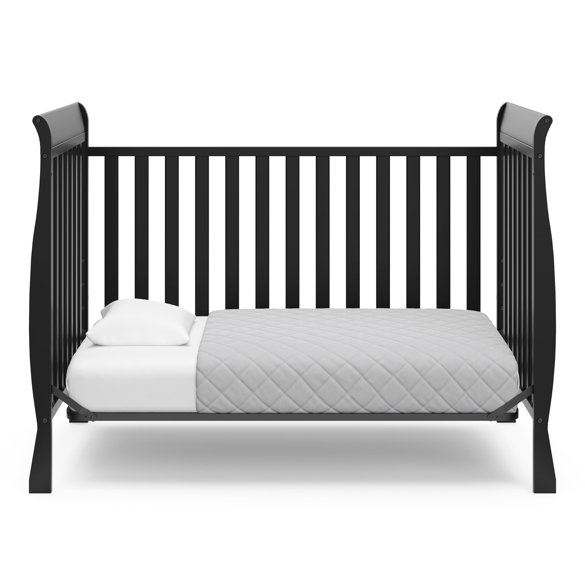 Storkcraft Maxwell Convertible Crib in Black - GREENGUARD Gold Certified, Converts to Toddler Bed & Daybed, Fits Standard Full-Size Mattress, Classic Sleigh Design Crib for Nursery & Baby Room