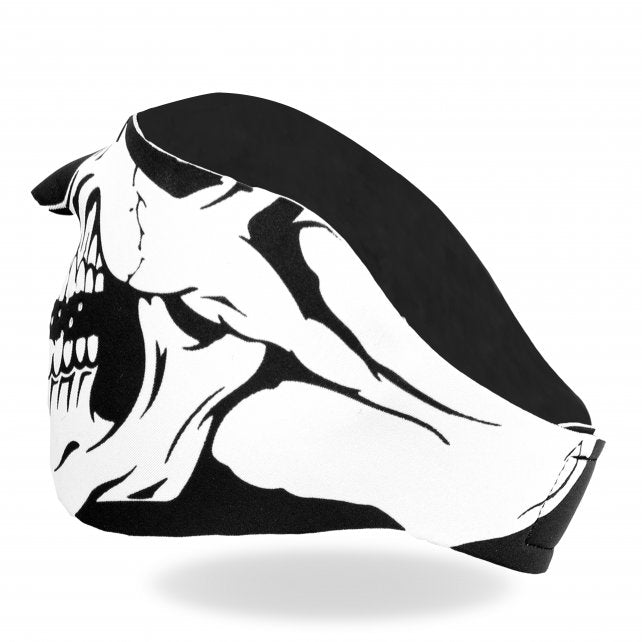 Hot Leathers Neoprene Skull Half Face Mask - Black & White Motorcycle Riding Mask for Bikers, Halloween Costume & Cosplay Accessory