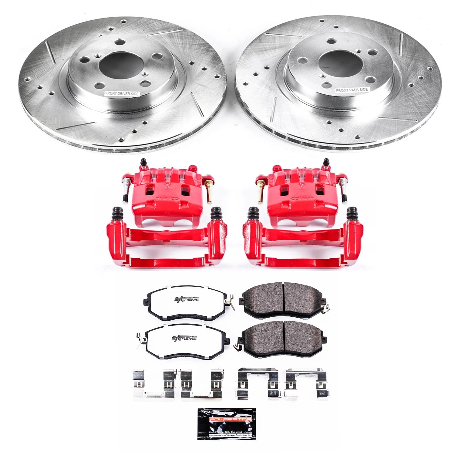 Power Stop KC6111 Z23 Evolution Sport Front Brake Kit - High Performance Brake Rotors, Pads & Calipers for 2011-2016 Subaru Impreza | Perfect for Track Days & Street Performance Driving