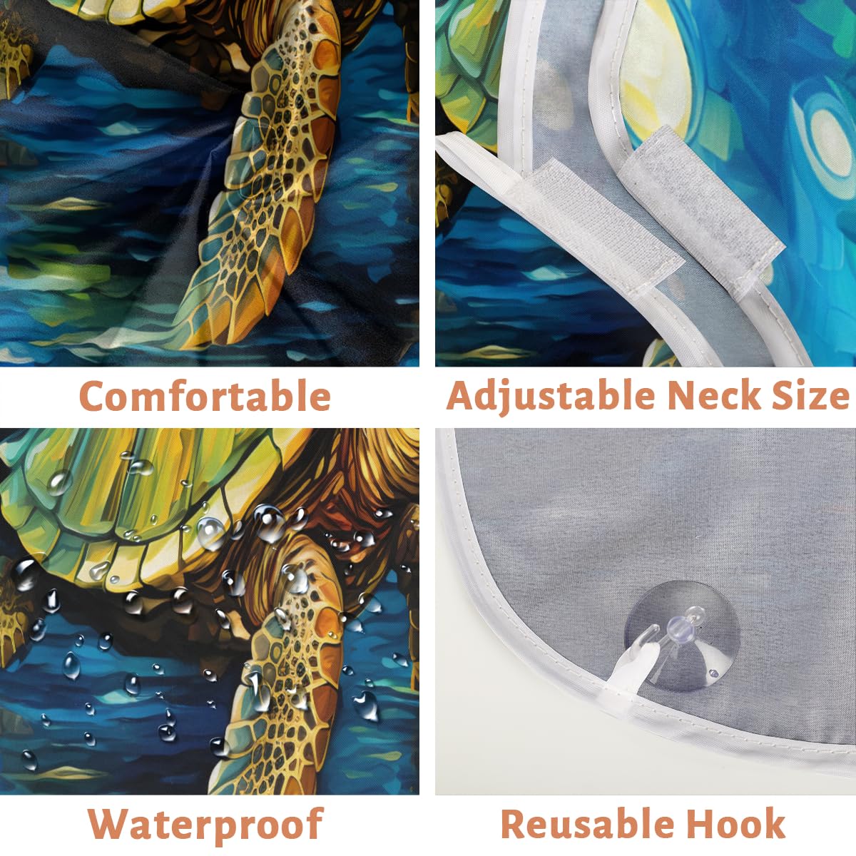 Turtle Oil Painting Beard Shaving Bib for Men - Waterproof Makeup & Hair Dye Apron for Artists & Barbers - Hair Cutting Cape & Sink Hair Catcher - Perfect Gift for Beard Trimming & Lineup Tools (Great for Salon, Home Grooming & Tattoo Shops)