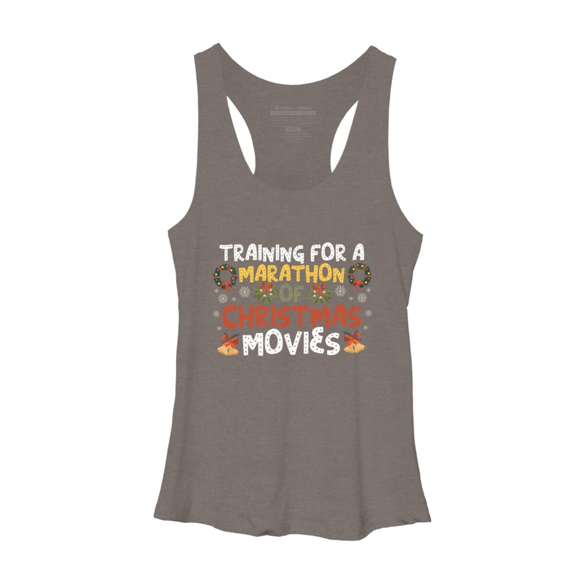 Design By Humans Women's Marathon Training Racerback Tank Top - Christmas Movie Themed Workout Top for Gym, Running & Holiday Fitness