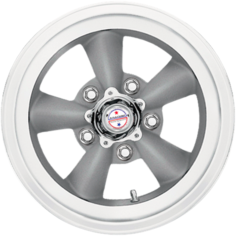American Racing 16x8 VN105 Torq Thrust D Alloy Wheels - Gray with Machined Lip (12mm Offset) - High Performance Rims for Muscle Cars, Hot Rods & Custom Builds