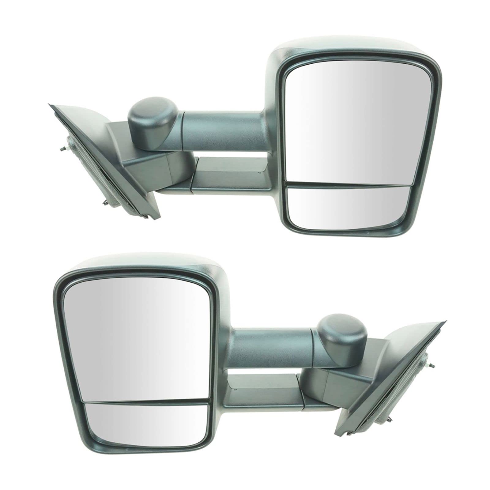 Chevy GMC Mirror Manual Towing Telescopic Textured LH RH Pair - Durable Side Mirrors for Trucks & Towing, Perfect for Off-Roading & Heavy-Duty Hauling