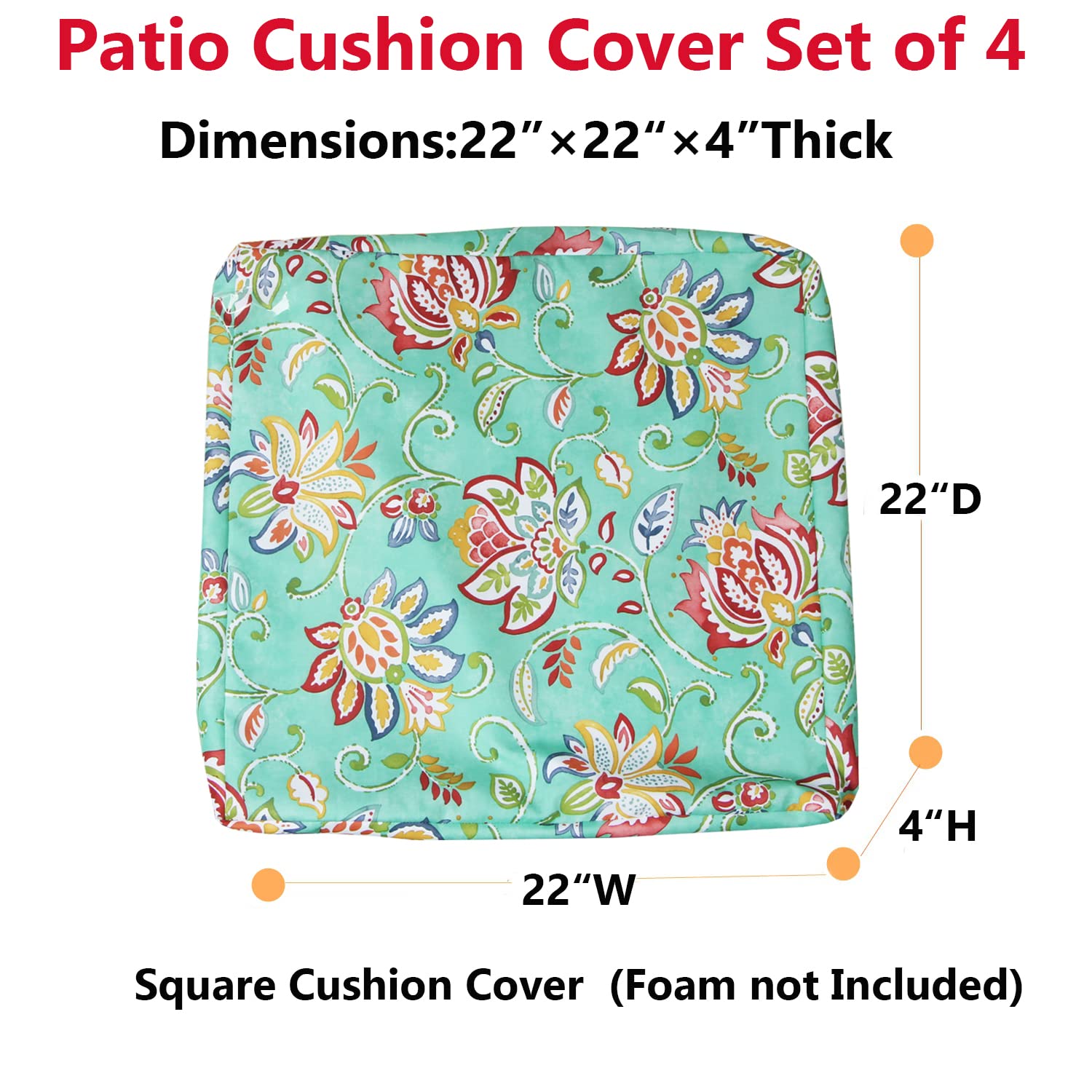 **EHouseHome Washable UV Resistant Patio Chair Cushion Covers – Waterproof Outdoor Furniture Slipcovers (22