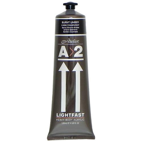 Premium A2 Lightfast Heavy Body Acrylic Paint - 120ml (4oz) Burnt Umber - Professional Artist Quality for Canvas, Wood & Fabric Painting