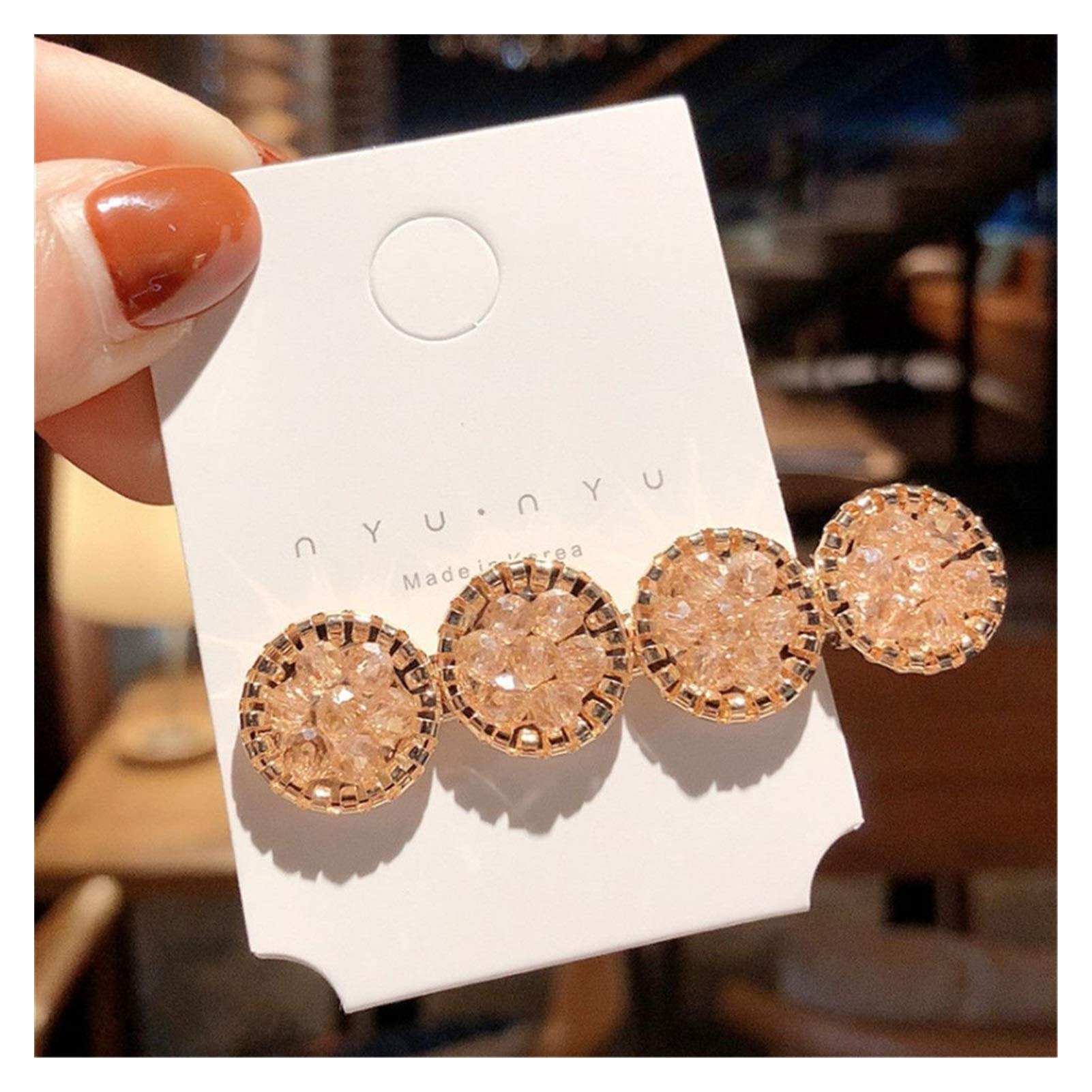 Elegant Korean Crystal Rhinestone Hair Clips for Women & Girls - Geometric Round Hairpins, Barrettes & Hair Accessories - Perfect for Parties, Weddings & Daily Styling (Color: 2)