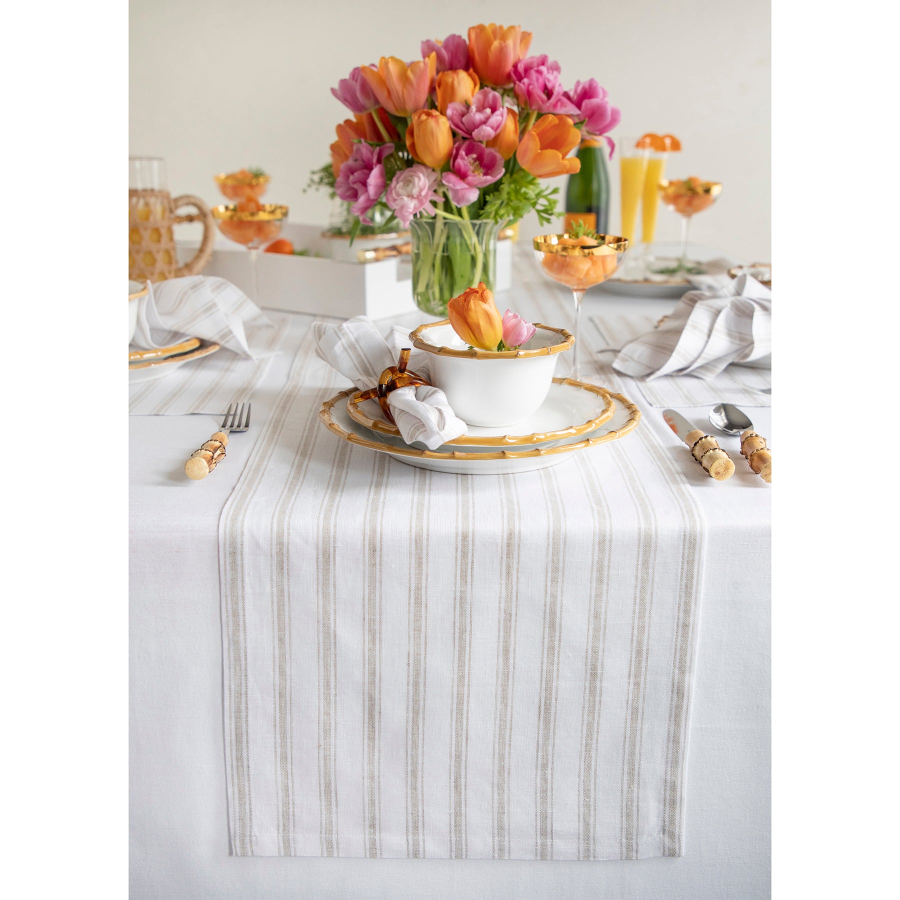 Natural & White Capri Stripe