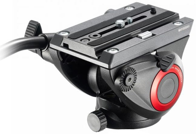 Manfrotto MVH500AH Fluid Video Head with Flat Base - Professional Tripod Head for Smooth Panning & Tilting - Perfect for DSLR, Mirrorless Cameras, and Video Production