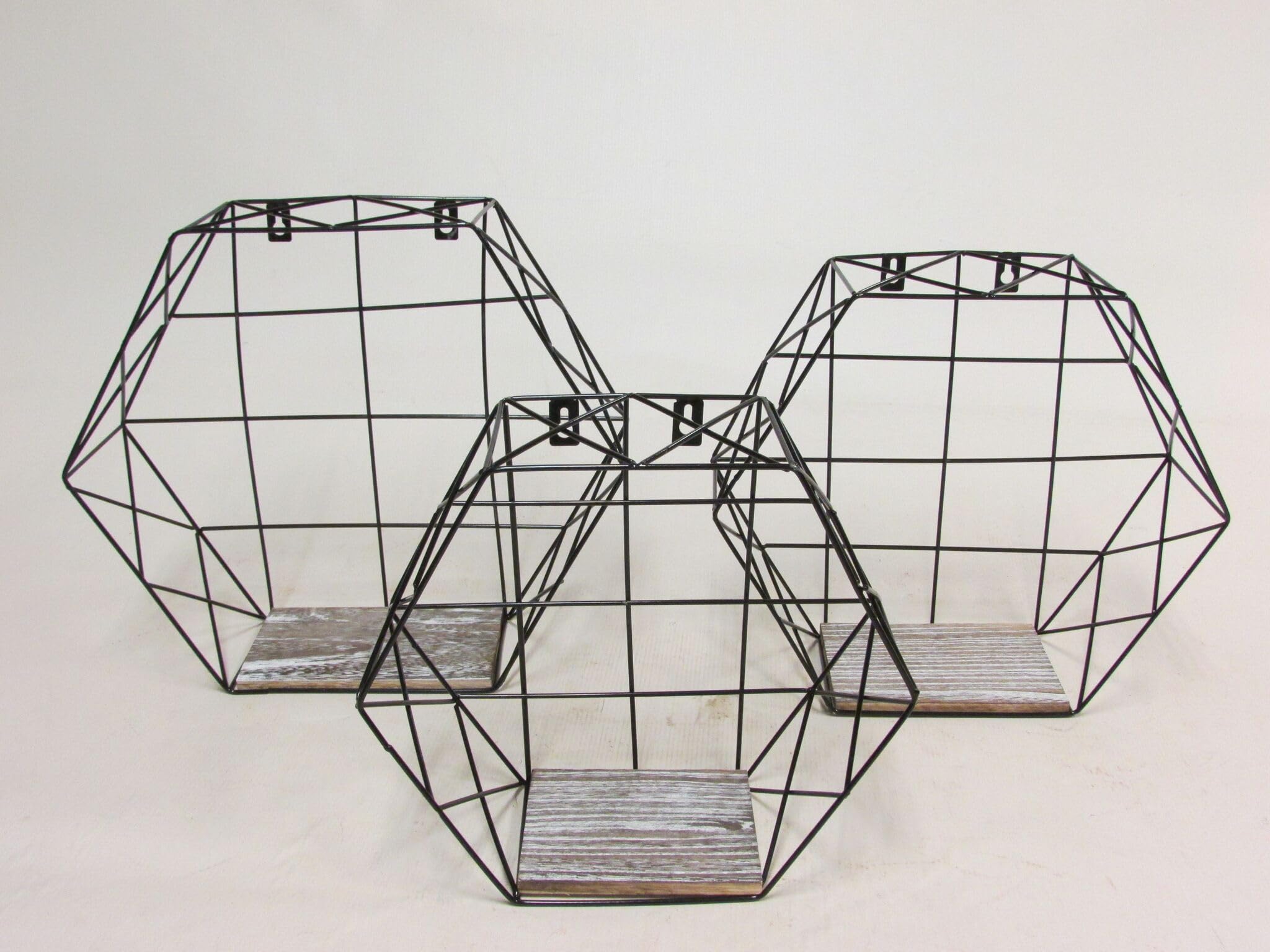 Admired by Nature 3-Piece Hexagon Floating Shelves Set - Matte Black Geometric Wall Shelves for Home Decor, Wall Storage & Display | Perfect for Living Room, Bedroom, Bathroom & Office Organization