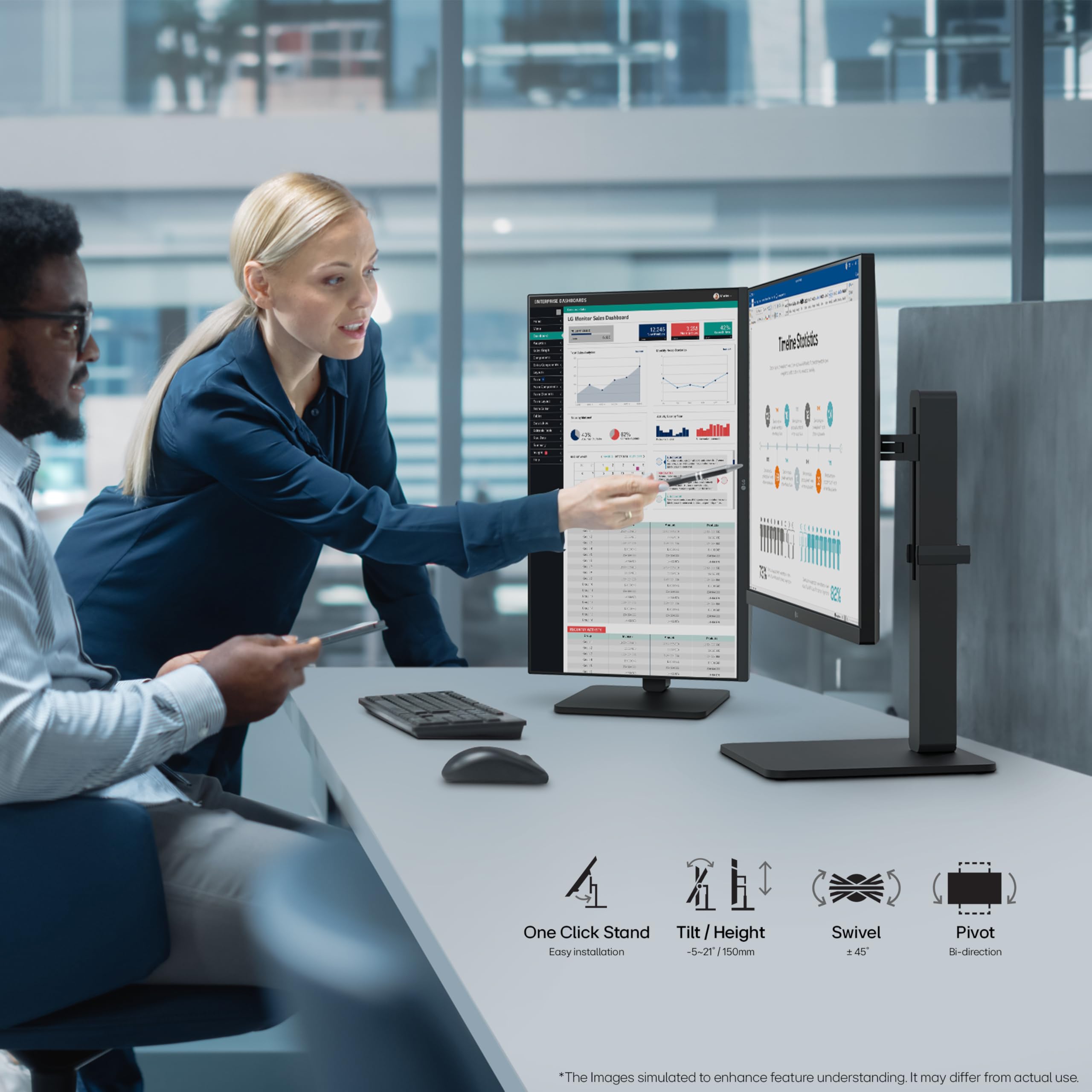 LG 24BA450 24-Inch FHD 1080p IPS Monitor - 100Hz Refresh Rate, 5ms Response Time, HDMI & DisplayPort (Matte Black) - Perfect for Home Office, Gaming & Graphic Design