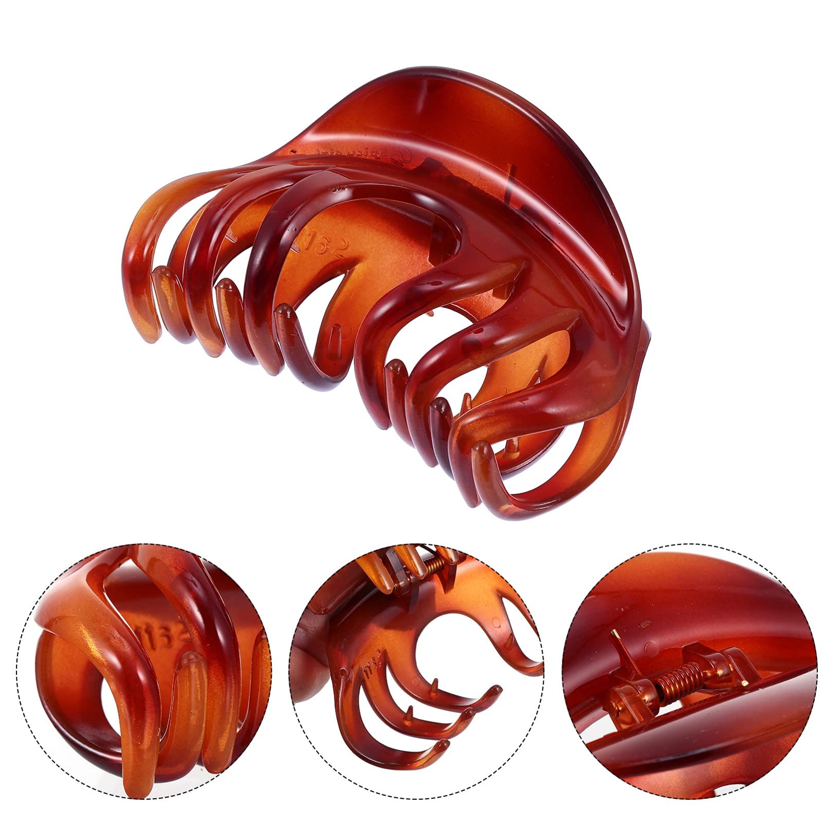 Beaupretty 2 Pack Octopus Hair Clips for Women - No Slip Grip Large Hair Claw Clamps, Delicate Acrylic Hair Jaw Clips in Coffee Color - Perfect for Thick Hair, Updos, Ponytails and Everyday Styling