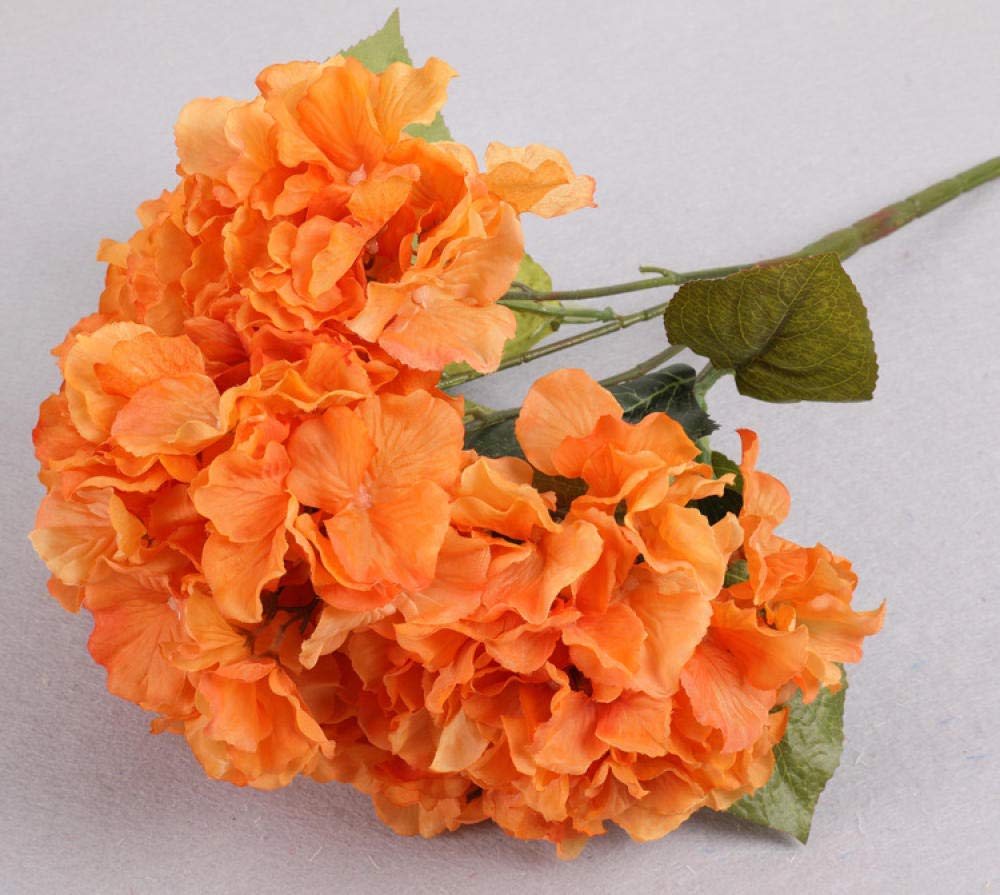 FSFF Artificial Hydrangea Flowers Outdoor - 5 Sticks Orange Fake Flowers for Home, Party, Wedding Decoration, DIY Crafts | Perfect for Garden, Patio, Table Centerpieces & Indoor Décor