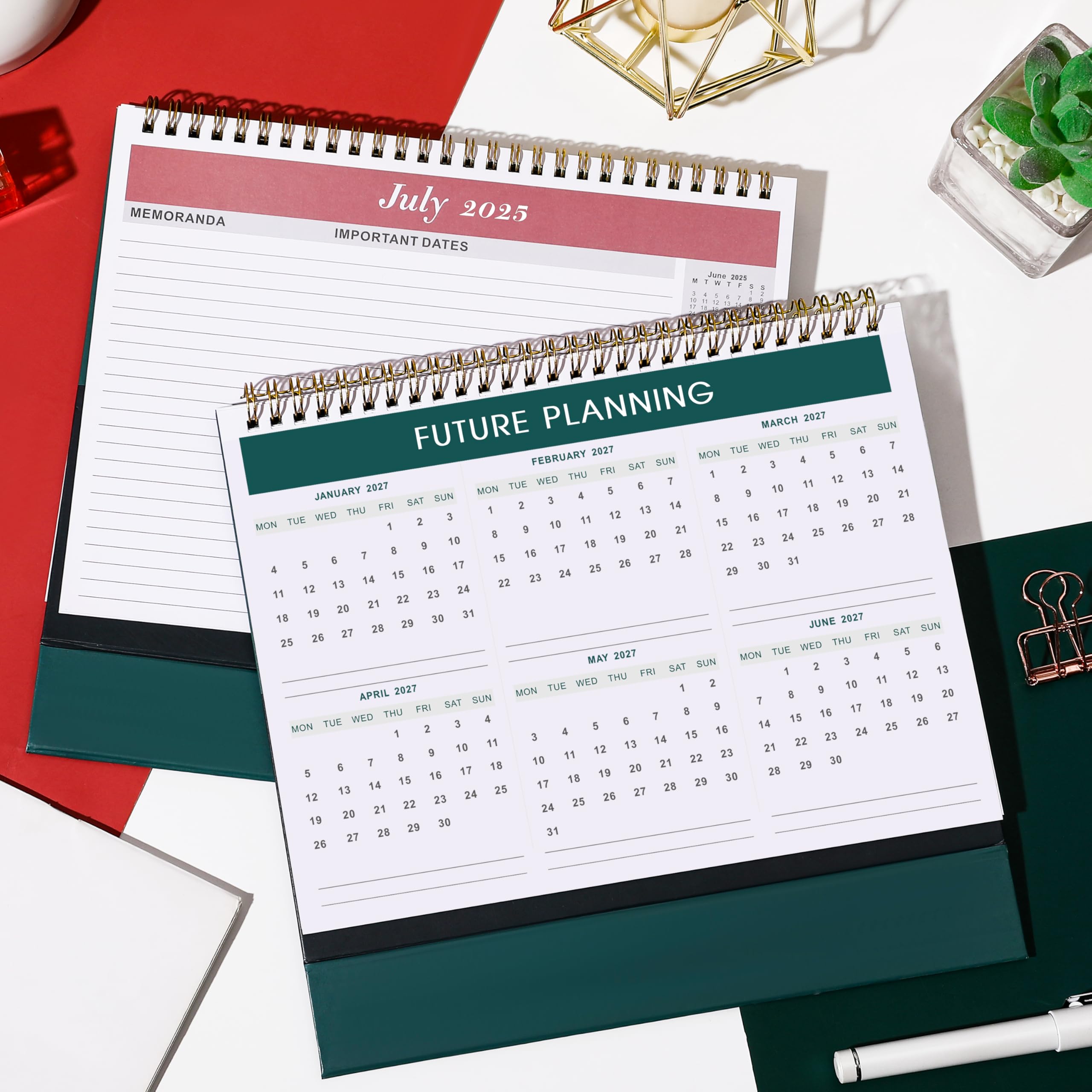 2025-2026 Weekly Desk Calendar Planner | July 2025 - December 2026 with Memo Pages | 25.3 x 20.5 x 7.8 cm | Home, Office & Study Organizer | Perfect for Scheduling, Goal Tracking & Productivity