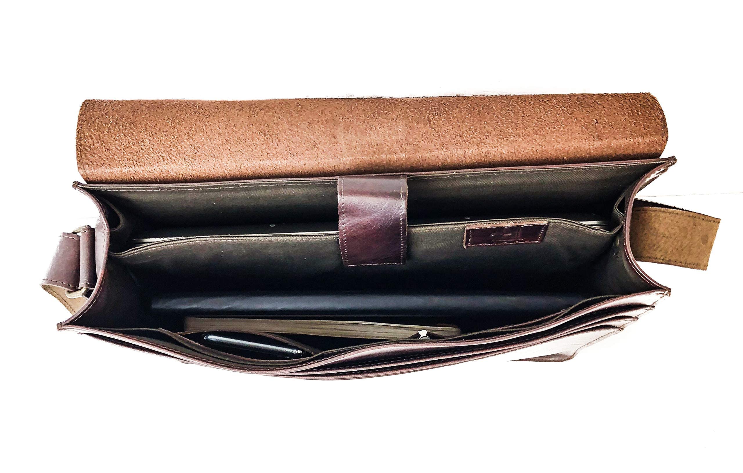 Premium Full Grain Leather Laptop Messenger Bag for Men & Women - Durable Crossbody Shoulder Bag for Business, Travel & Work - Fits 15.6 Inch Laptop & Essentials