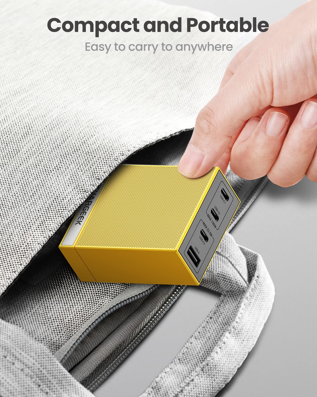Shargeek 100W GaN Fast USB C Wall Charger with PPS PD 3.0 - Multi-Port Charger for MacBook Pro/Air, Dell XPS, iPhone 14/Pro, Pixel, iPad Pro - Compact & Powerful Charging Solution for Home, Office & Travel - Yellow
