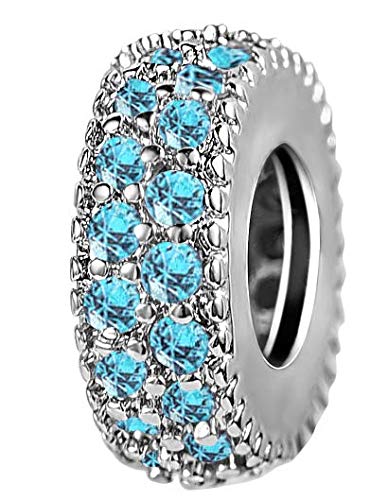 DWJSu Crystal Rhinestone January-December Birthstone Spacer Beads for European Charm Bracelets & Necklaces - Women's Jewelry Gift for Birthday, Anniversary & Special Occasions