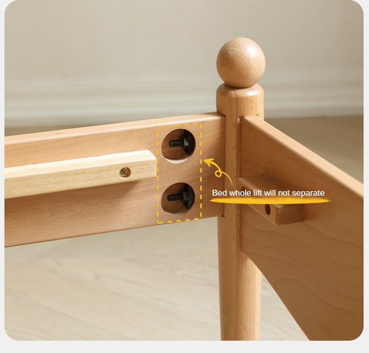 Solid Wood Princess Bed - Beech & Oak Wooden Toddler Bed for Girls - Perfect for Kids' Bedrooms, Nursery, and Playroom Decor