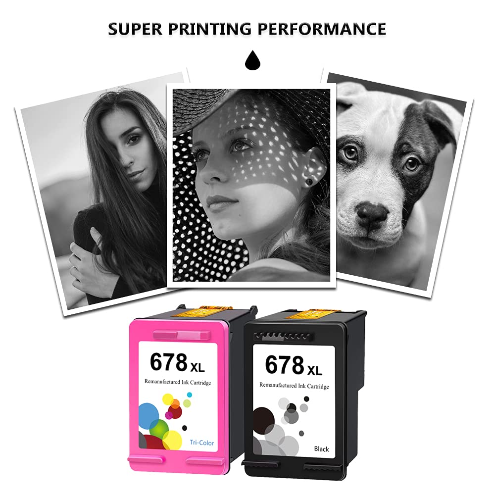 High-Quality Remanufactured 678XL Ink Cartridges for HP 678 678XL - Compatible with HP Deskjet 1018, 1518, 2515, 2548, 2648, 3515, 3548, 4518 Printers - 1 Black & 1 Tri-Color Pack - Perfect for Home, Office, and School Printing Needs